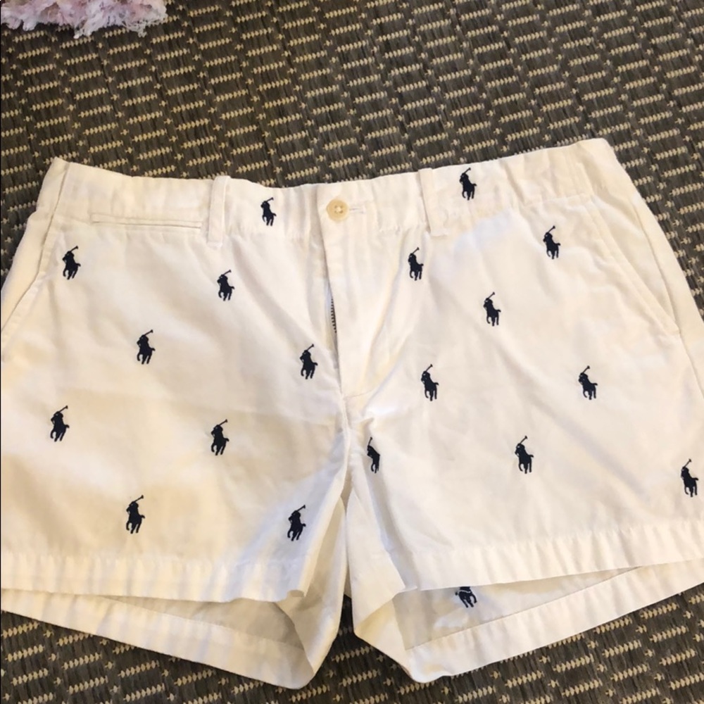 White Ralph Lauren Shorts with navy logo